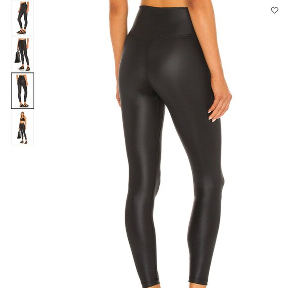 Nike Dri-Fit Mid Rise Shine Black 7/8 Leggings Gray Swoosh Size S $70 - Picture 2 of 9